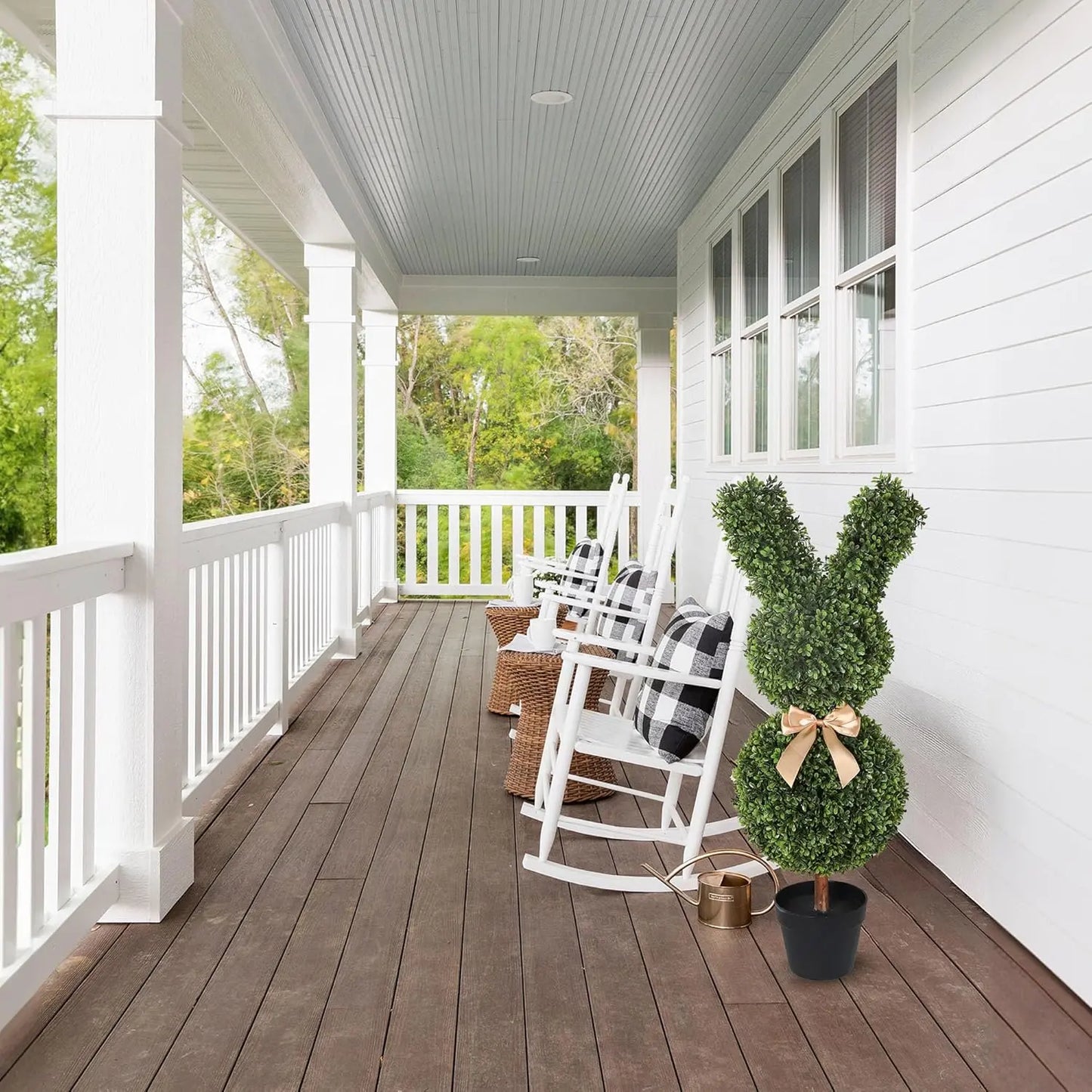 35-inch Artificial Rabbit-Shaped Hedge Tree (Set of 2)