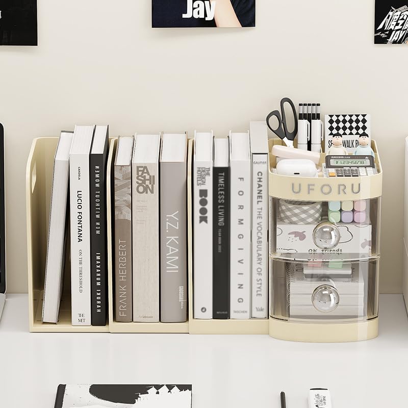 Desktop storage box with bookends