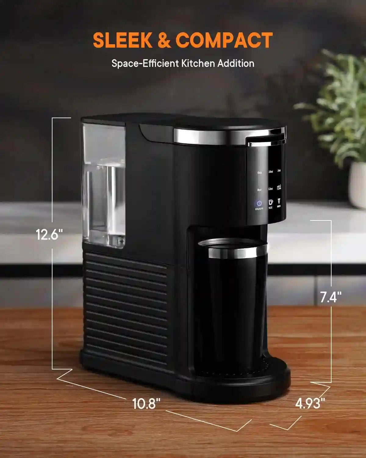 Three-in-one coffee maker, compatible with K-Cup pods, ground coffee, and loose tea leaves