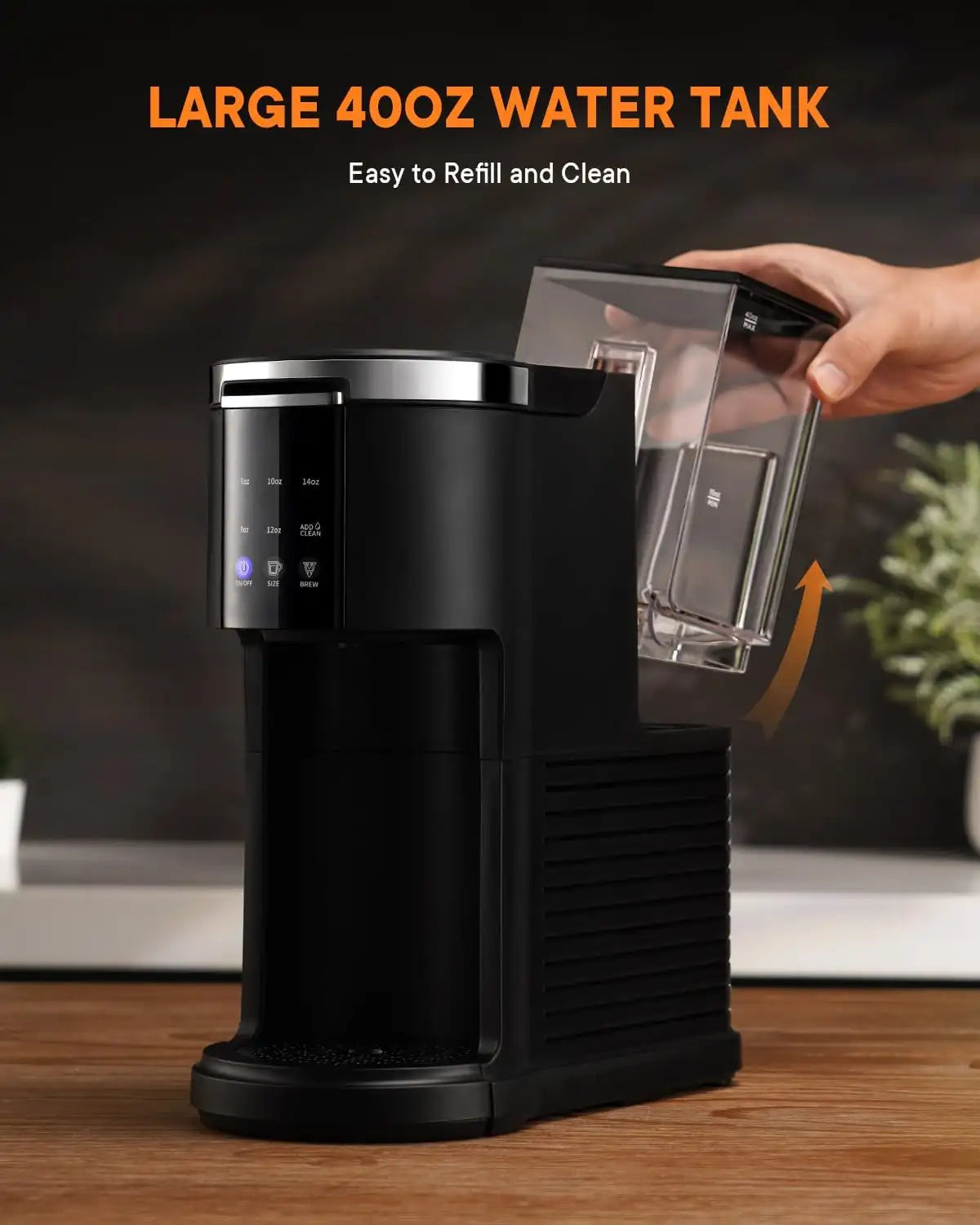 Three-in-one coffee maker, compatible with K-Cup pods, ground coffee, and loose tea leaves