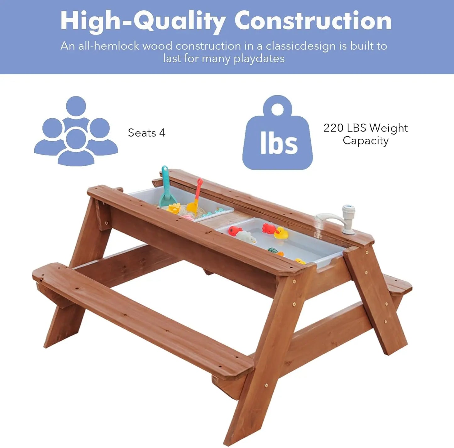 Children's Three-in-One Sand and Water Activity Table