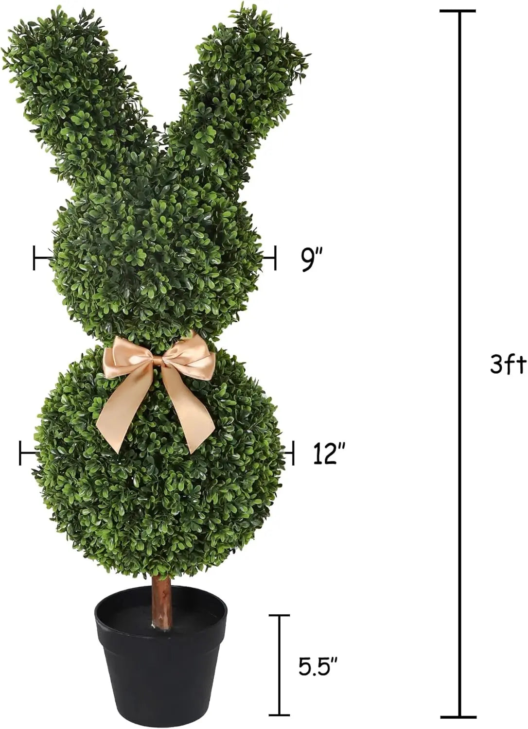 35-inch Artificial Rabbit-Shaped Hedge Tree (Set of 2)