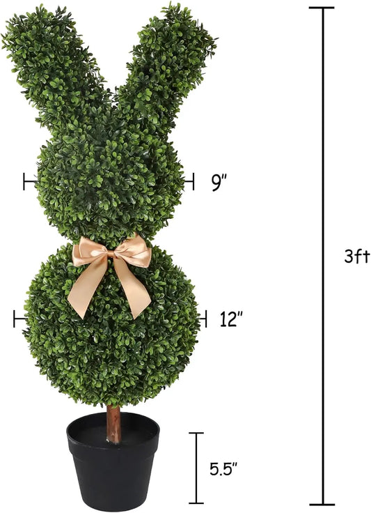 35-inch Artificial Rabbit-Shaped Hedge Tree (Set of 2)