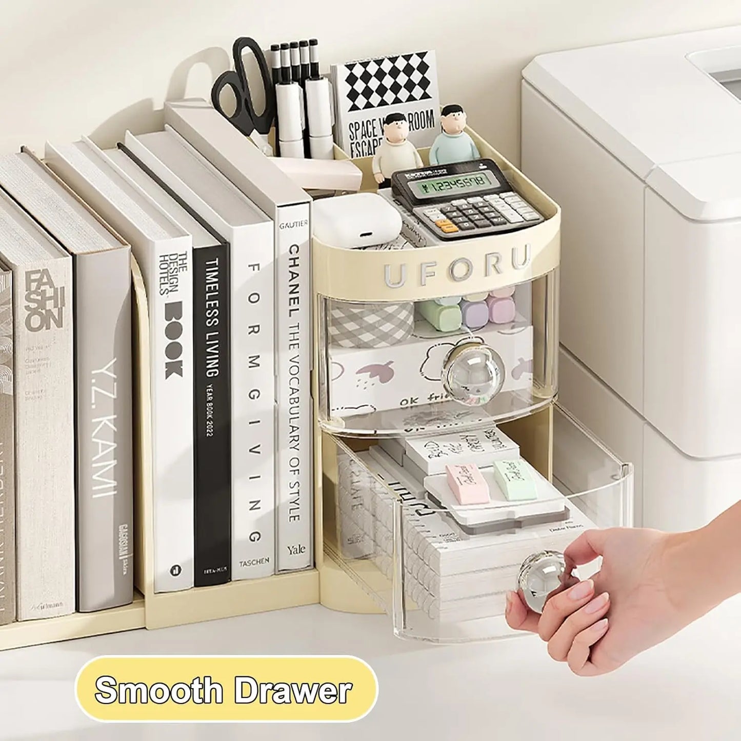 Desktop storage box with bookends