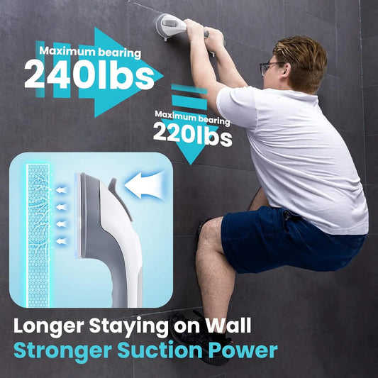 Bathtub Shower Grab Bar Set (2-Piece) Suction Cup Mounted Grab Bars