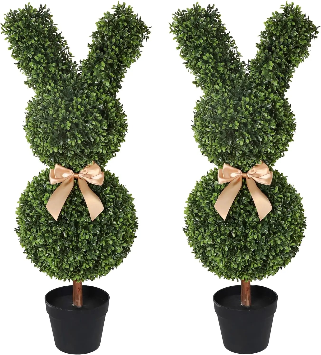 35-inch Artificial Rabbit-Shaped Hedge Tree (Set of 2)