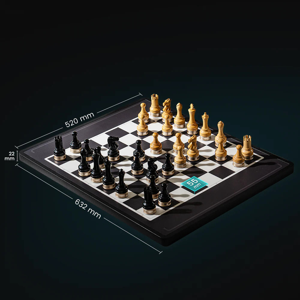 Advanced robotic chessboard with wooden chess pieces