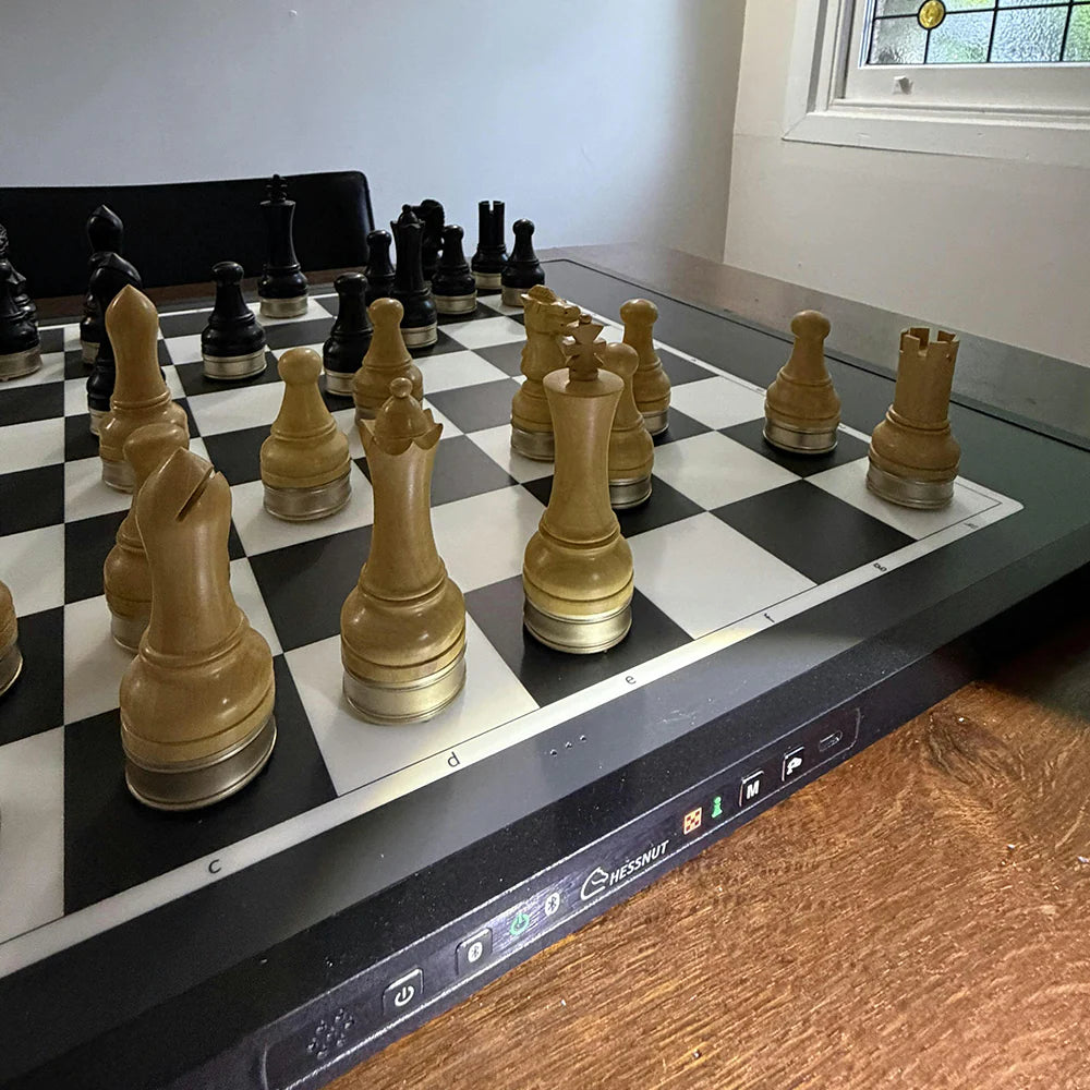 Advanced robotic chessboard with wooden chess pieces