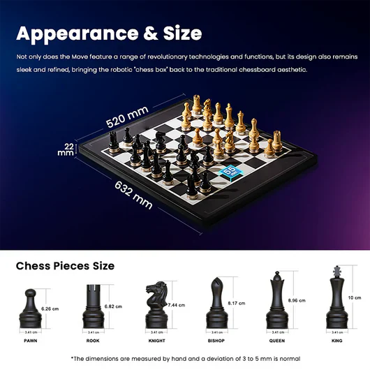 Advanced robotic chessboard with wooden chess pieces